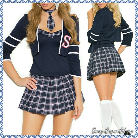 🆕🎃"S is for Sexy" 4 pc. School Girl Costume! Nav - Picture 1 of 8